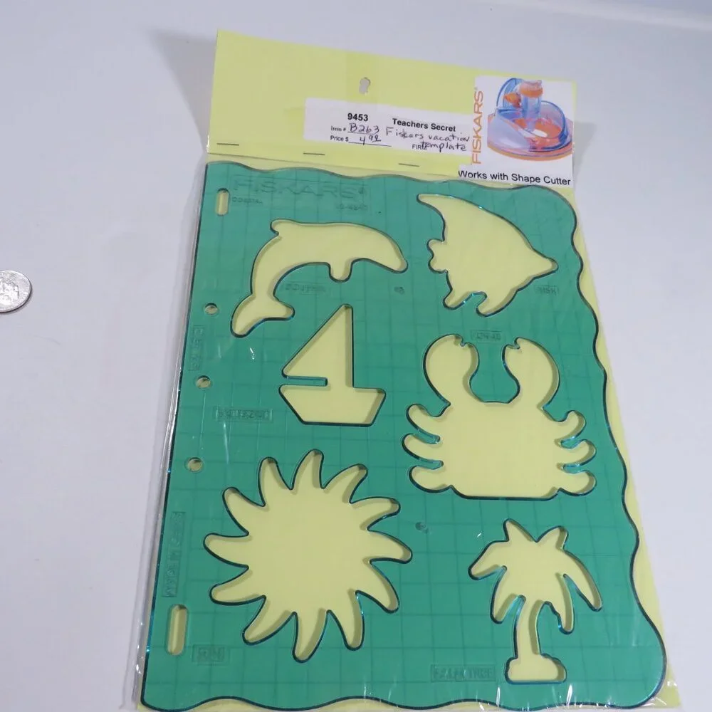 FISKARS “Shape Template” (4) Vacation, School, Coastal, Leaves